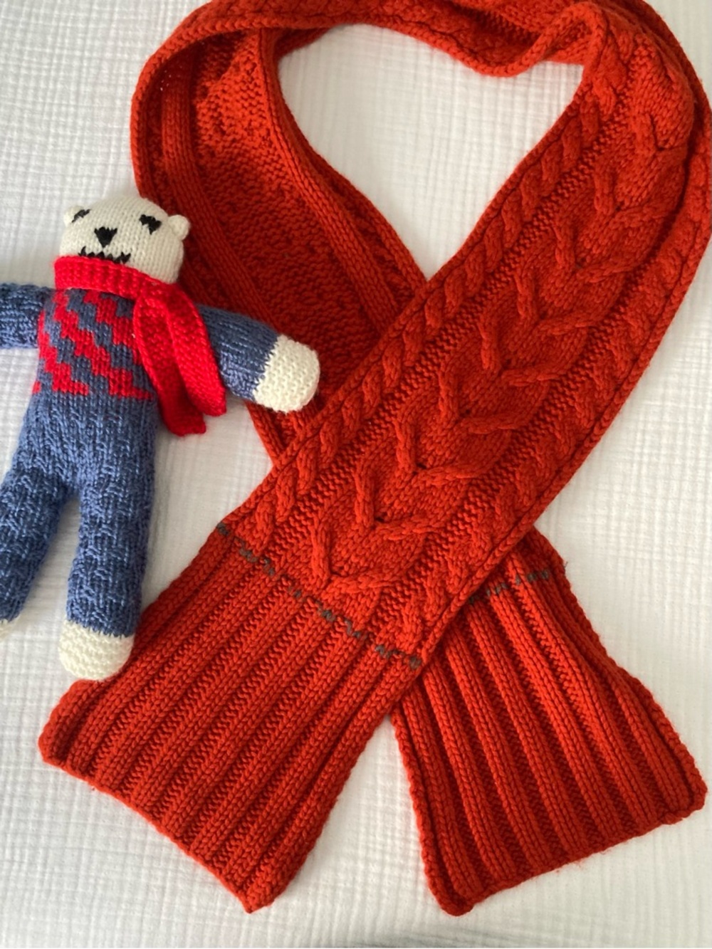 Banana Republic Wool Cashmere Chunky Orange Cable Scarf